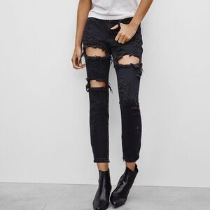 One Teaspoon Freebird Fox Black Distressed Jeans